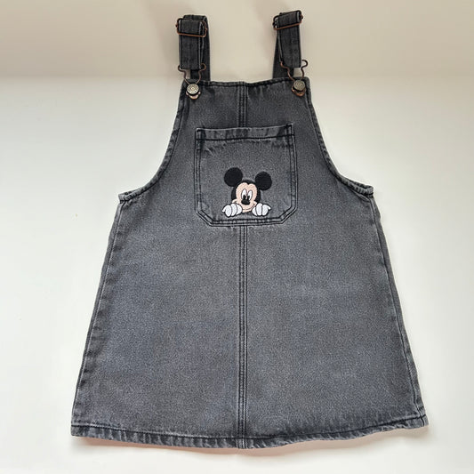 2-3 Years Mickey Mouse X Zara Washed Grey Denim Dungaree Dress