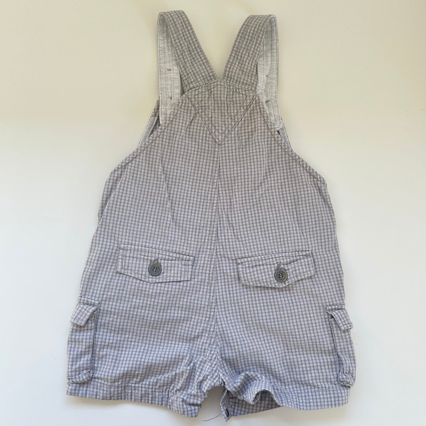 18-24 Months Vintage Zara grey gingham check dungaree shorts romper suit