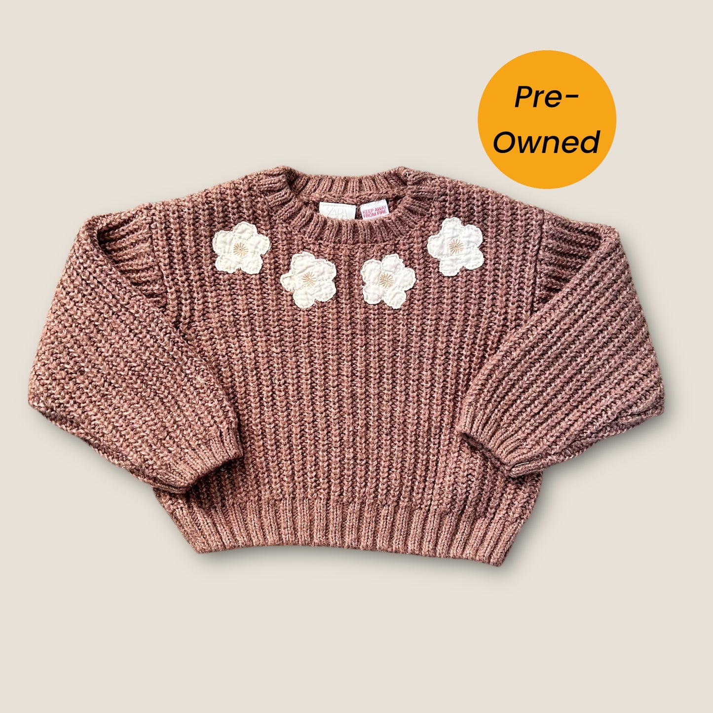 18-24 Months Zara Brown Floral Knitted Jumper