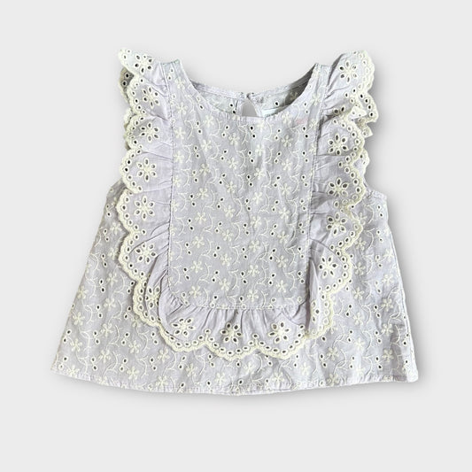 5-6 Years Zara Lilac and White Broderie Summer Vest Top Blouse
