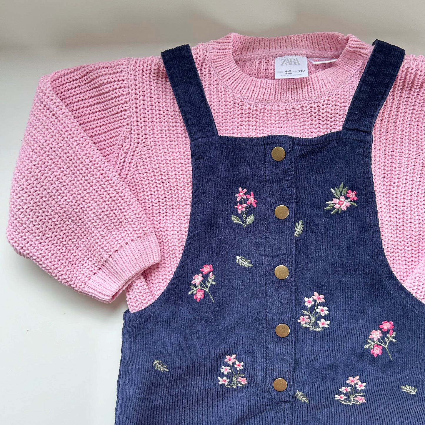 6-7 Years F&F Navy Floral Dungaree Dress