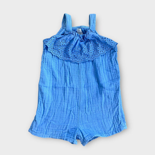12-18 Months H&M Blue Muslin Cotton Summer Playsuit Romper