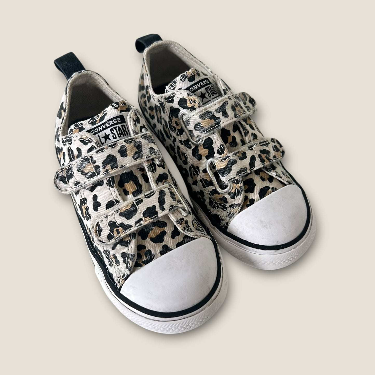 UK Infant Size 9 Leopard Print Low Converse Velcro Trainers