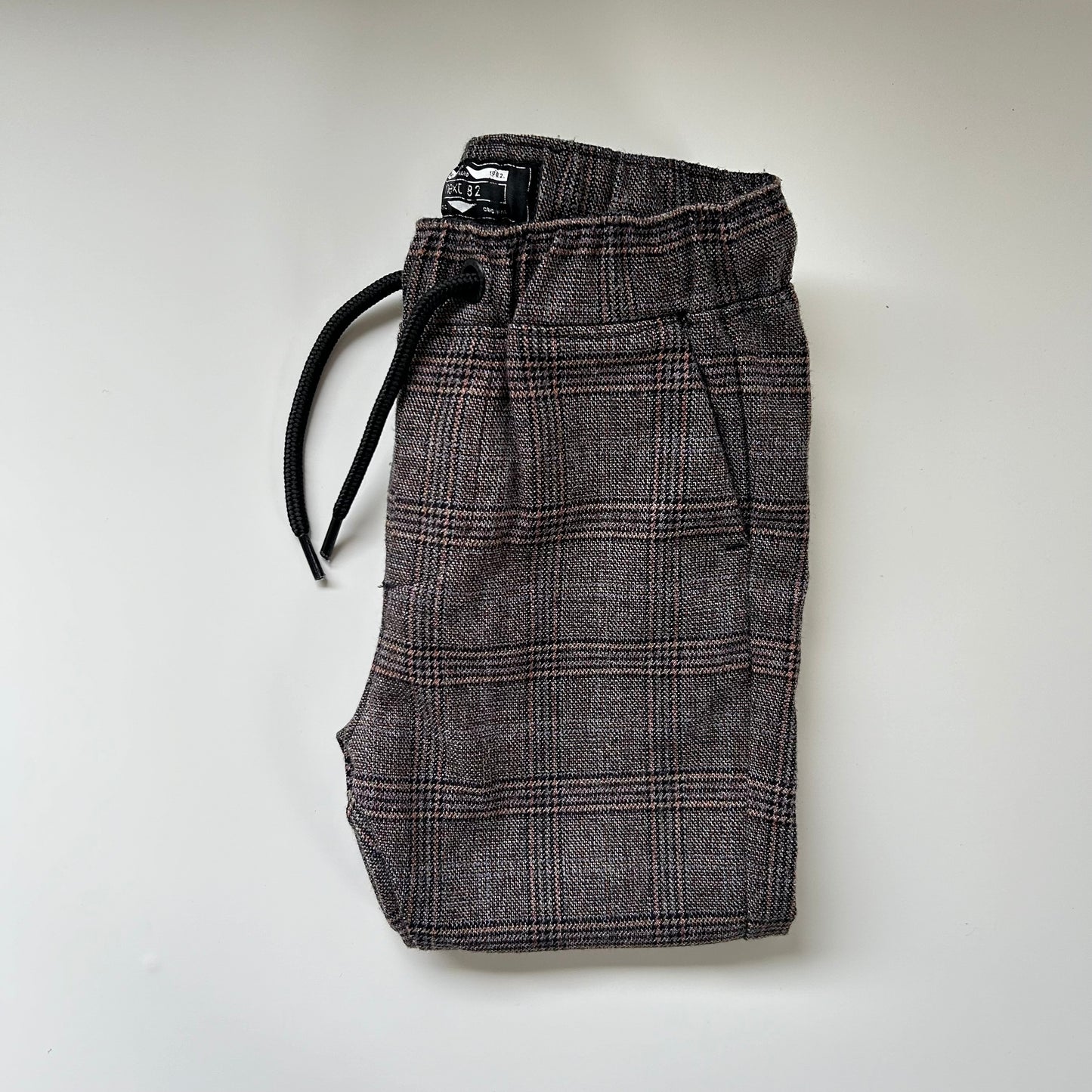 6-9 Months Next Brown Checkered smart joggers Trousers