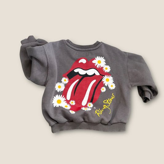 2-3 Years Zara Girls Charcoal Rolling Stones Floral Sweatshirt