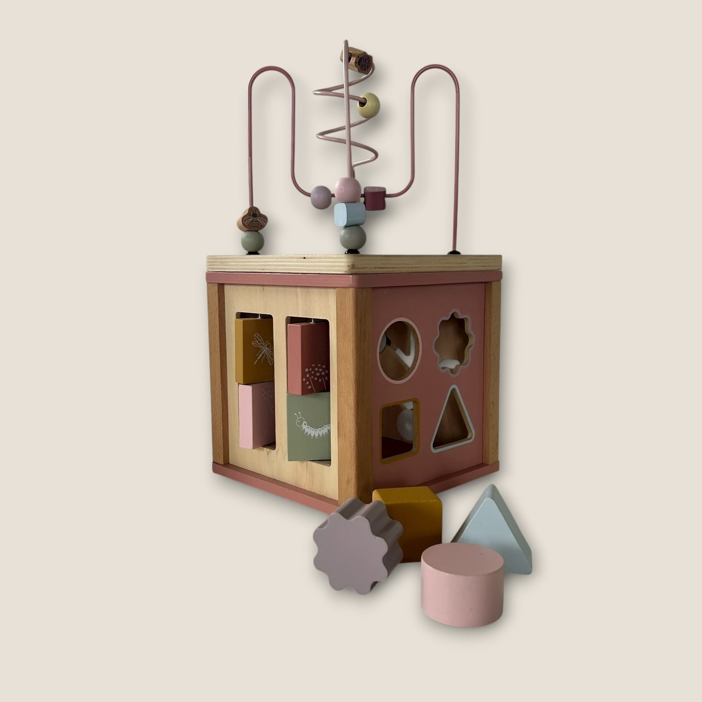 Little Dutch Pink Wooden Shape Sorting Activity Cube