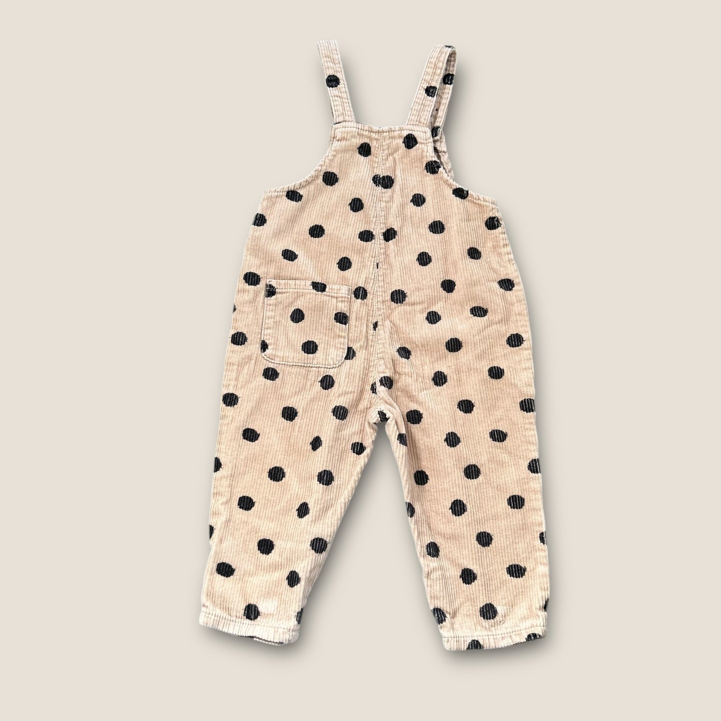 18-24 Months Zara Unisex Beige Polka Dot Corduroy Dungarees
