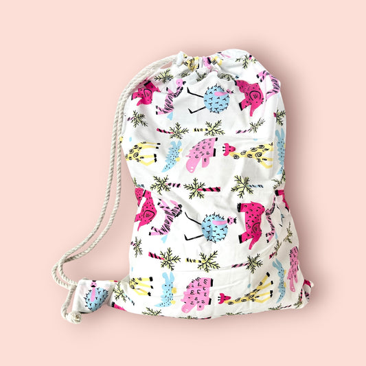 Animals at the Zoo Drawstring Childrens Bag Handmade