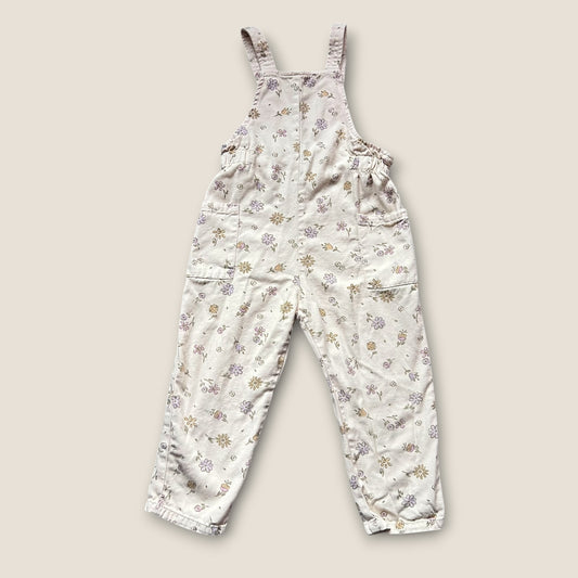 4-5 Years Zara Cream Pastel Floral Dungarees