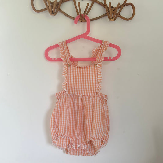 1.5-2 Years H&M Orange and White Gingham Romper Suit