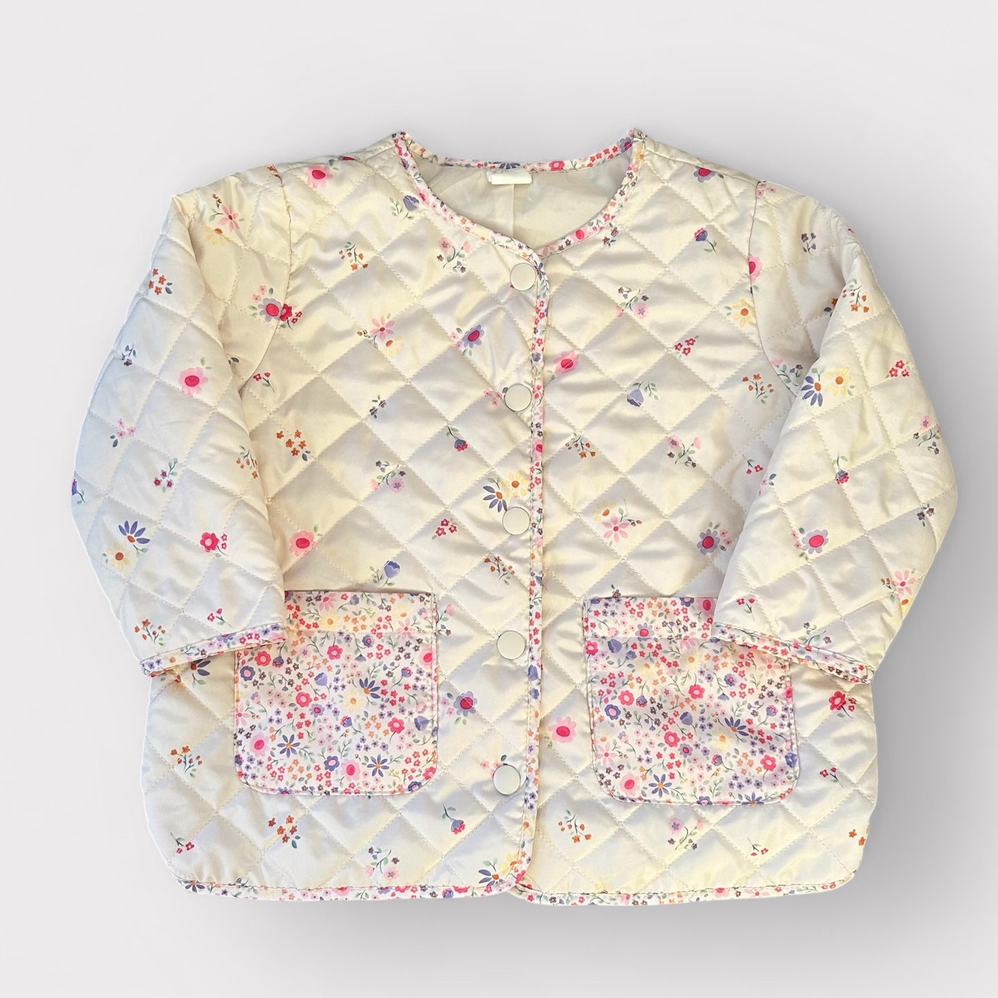 2-3 Years H&M Cream Floral Padded Thin Jacket Coat