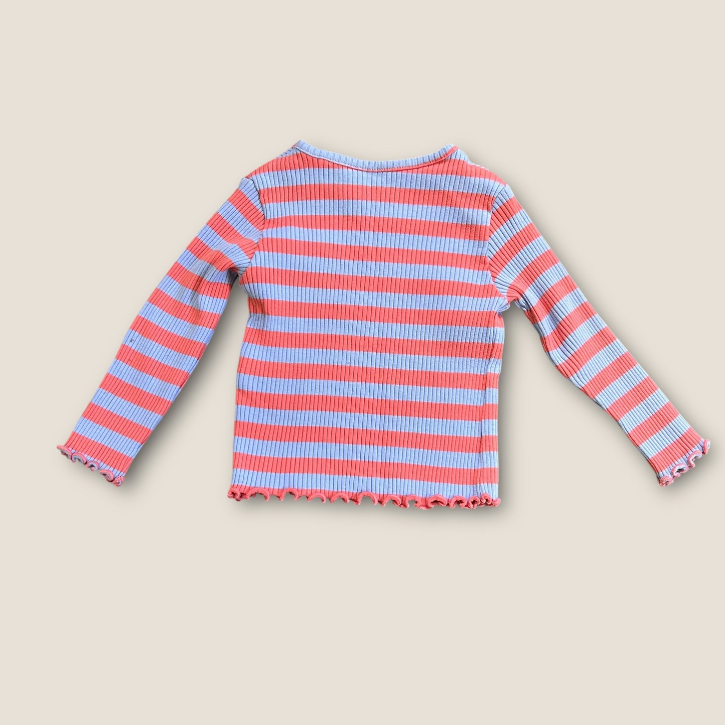 6-9 Months Next Pink and Purple Ribbed Striped Jersey Long Sleeve Top