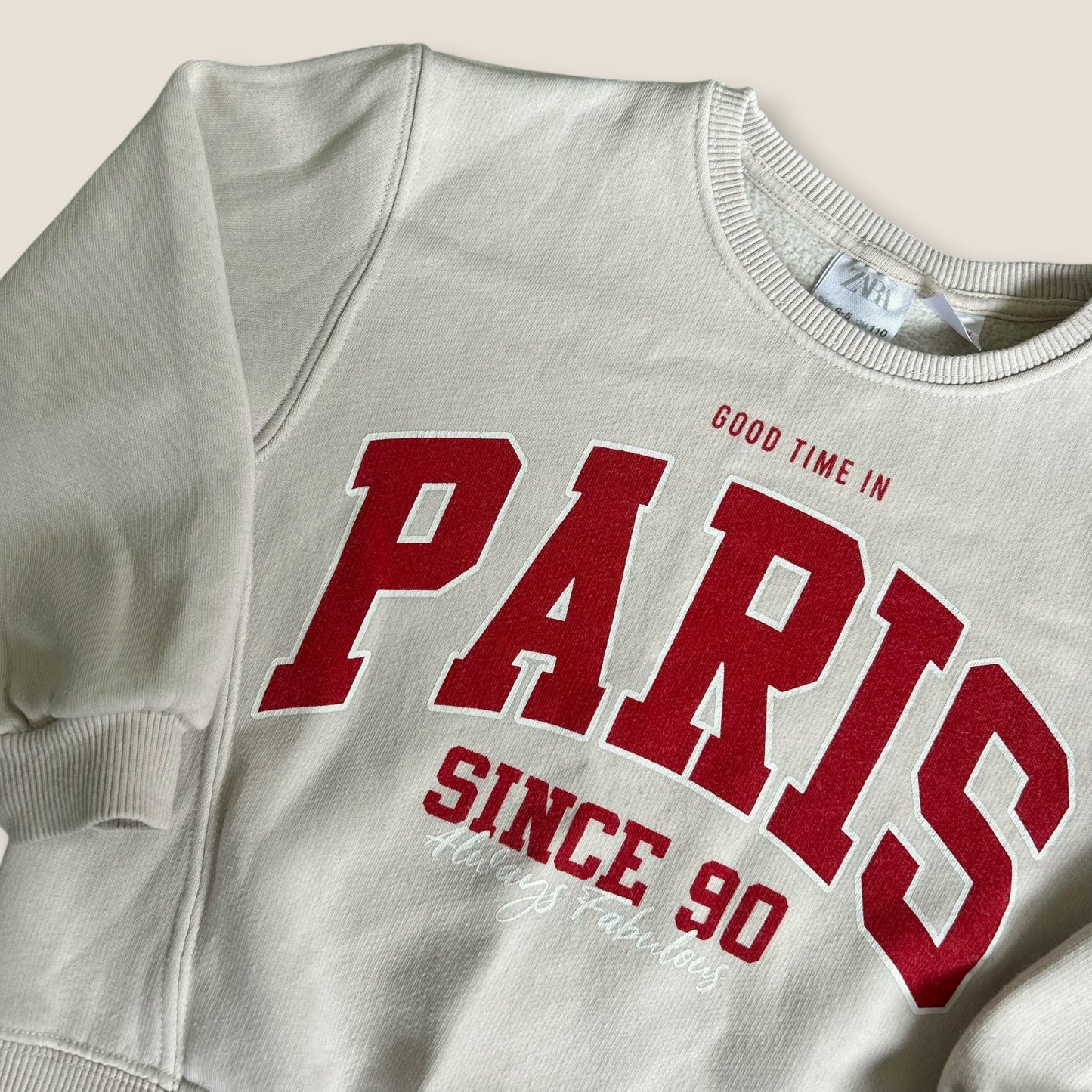 4-5 Years Zara Beige Graphic Paris Sweatshirt