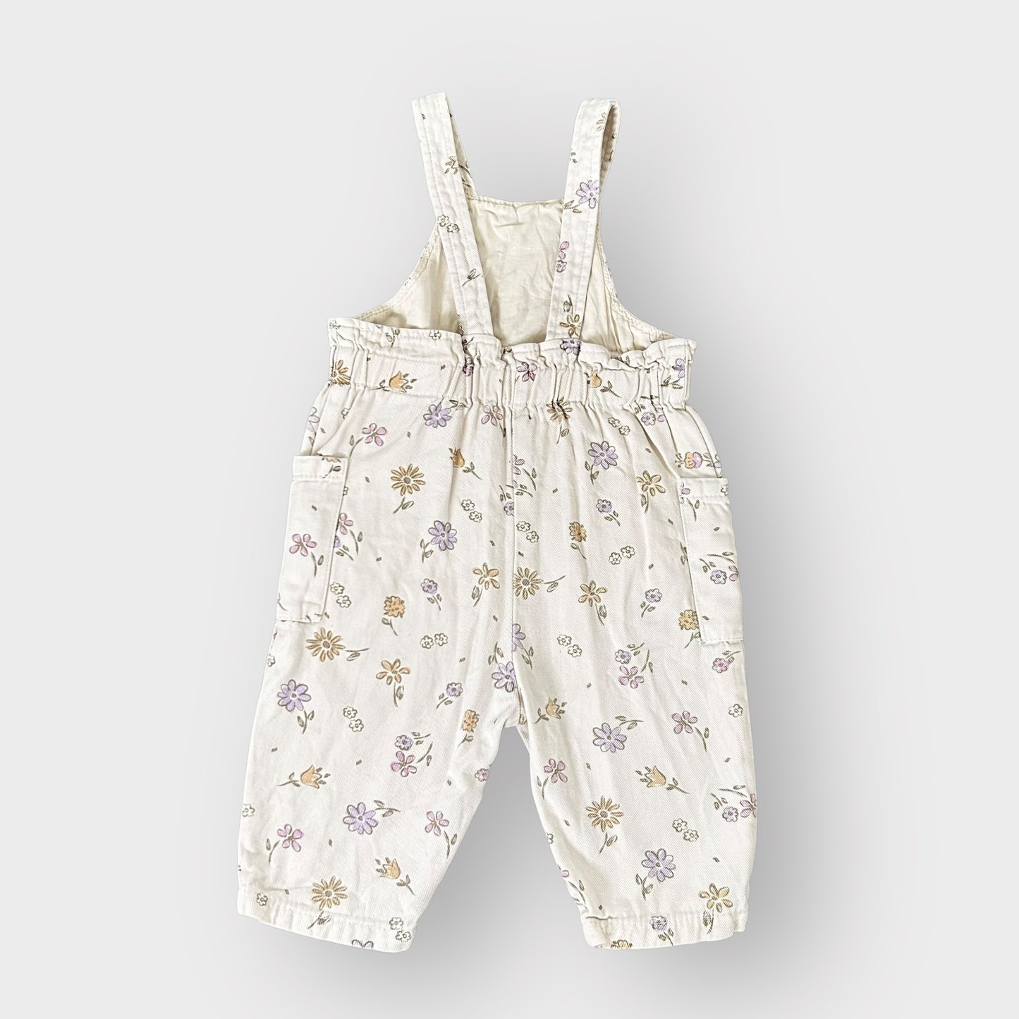 9-12 Months Zara Cream Pastel Floral Dungarees