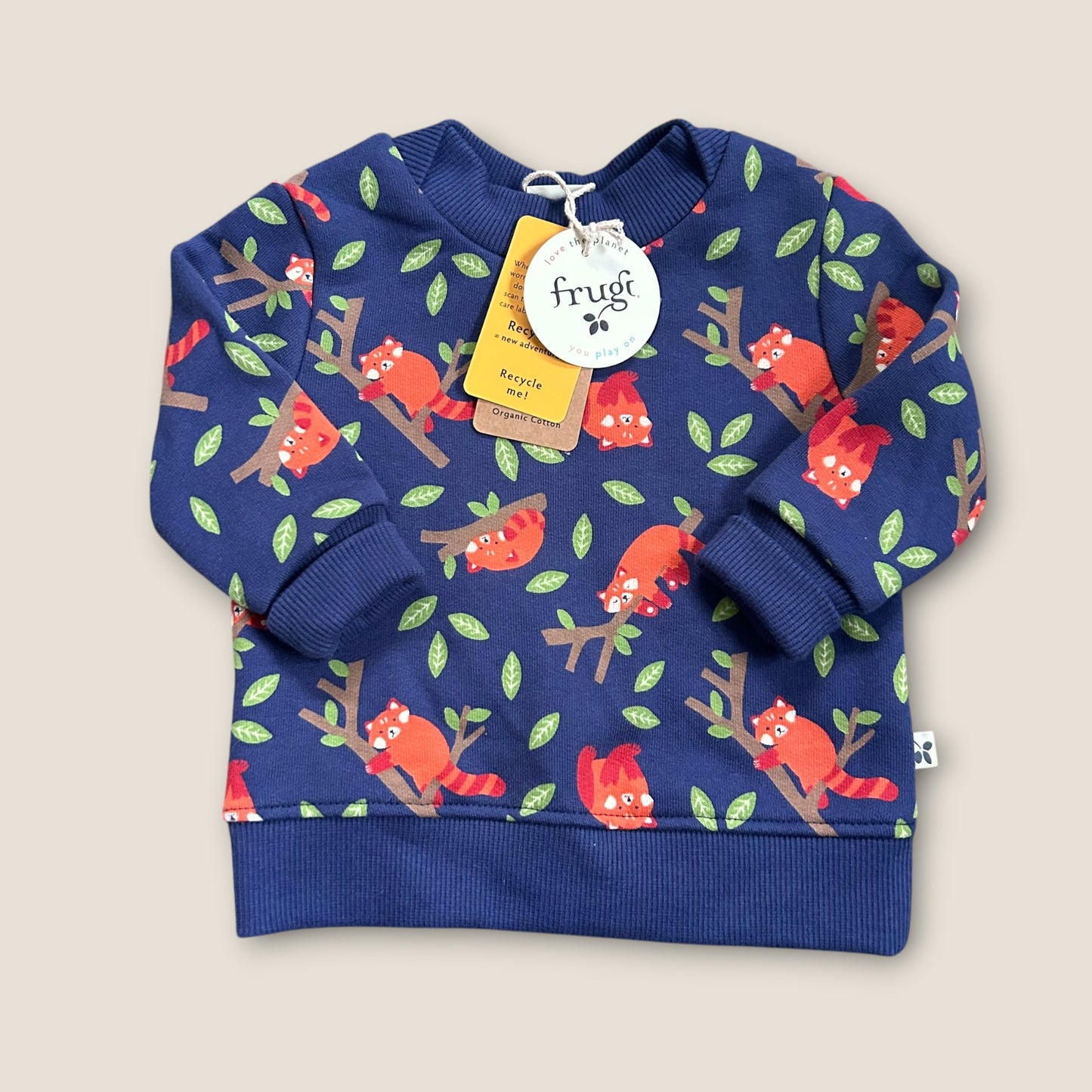 3-6 Months Frugi Navy Blue Red Panda Printed Sweatshirt New