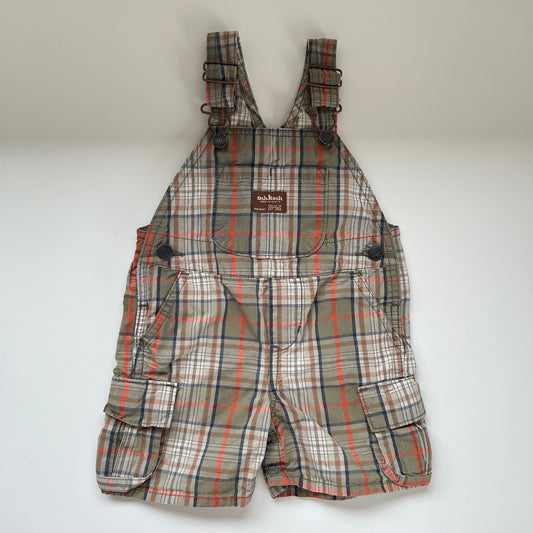 6-9 Months Oshkosh Vintage Beige Checkered Dungaree Shorts