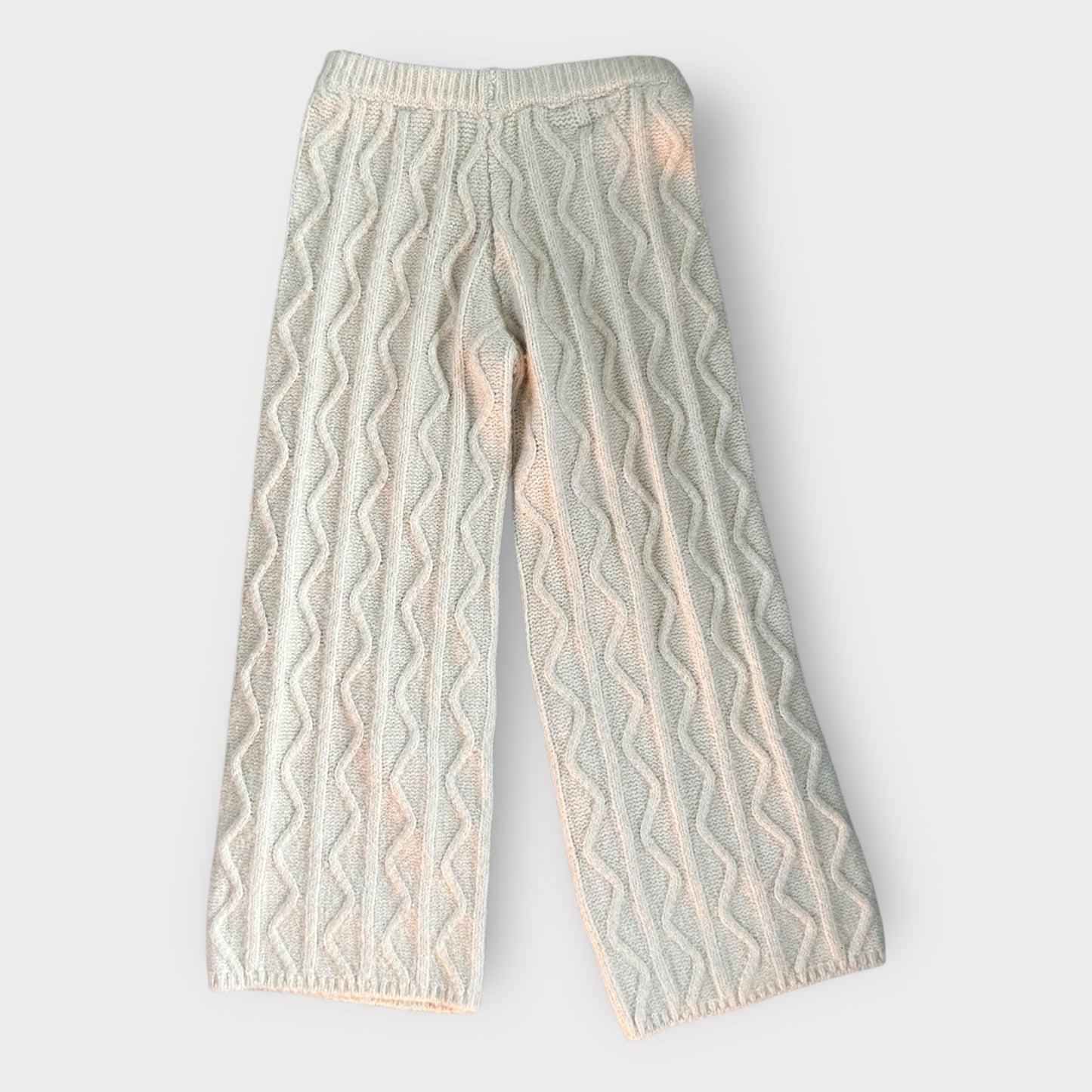 6-7 Years Zara Cream Cable Knit Wide Leg Trousers