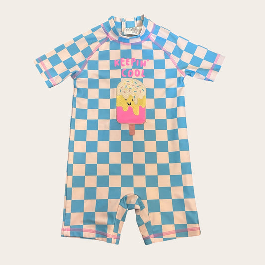 1.5-2 Years Next Blue Ice Cream Checkerboard Swimsuit