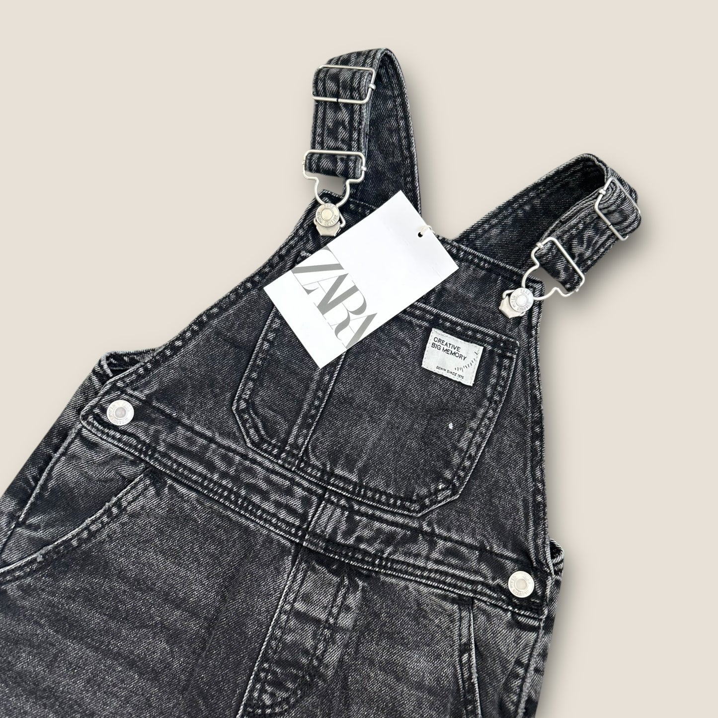 18-24 Months Zara Unisex Washed Black Denim Dungarees New