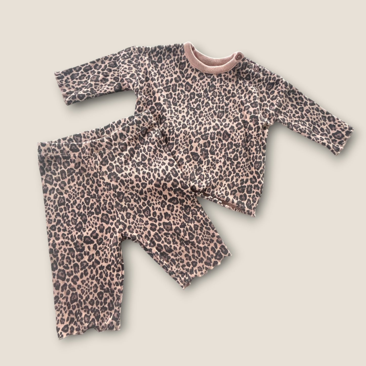 3-6 Months Next Brown Leopard Print Top and Leggings Set Co ord