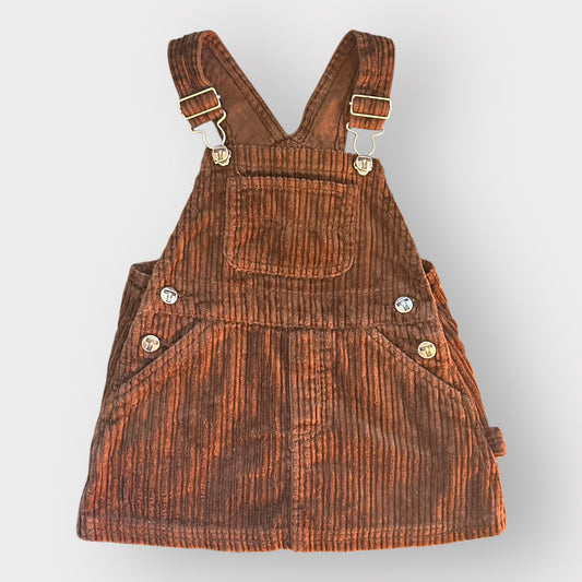 2-3 Years Vintage French Toast Brown Corduroy Dungaree Dress