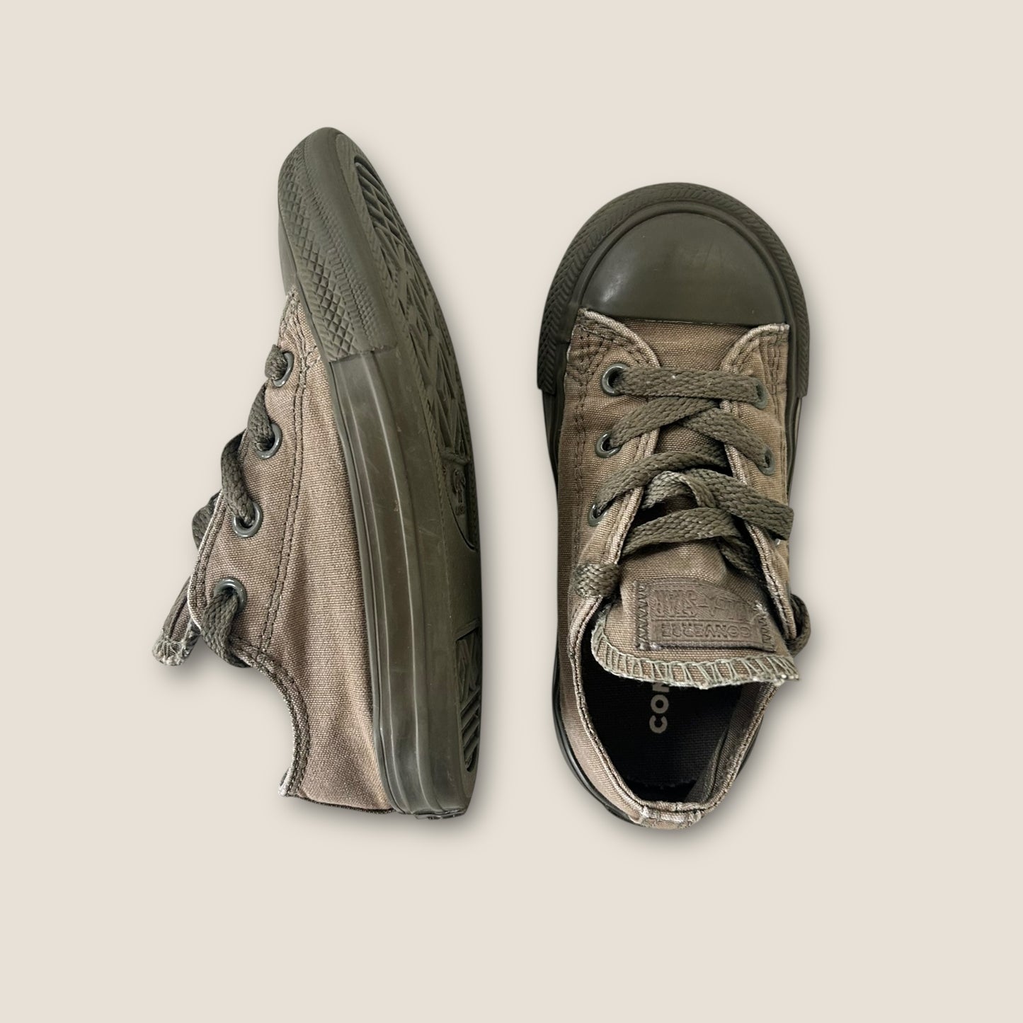 UK Infant Size 8 Khaki Green Low Converse Trainers