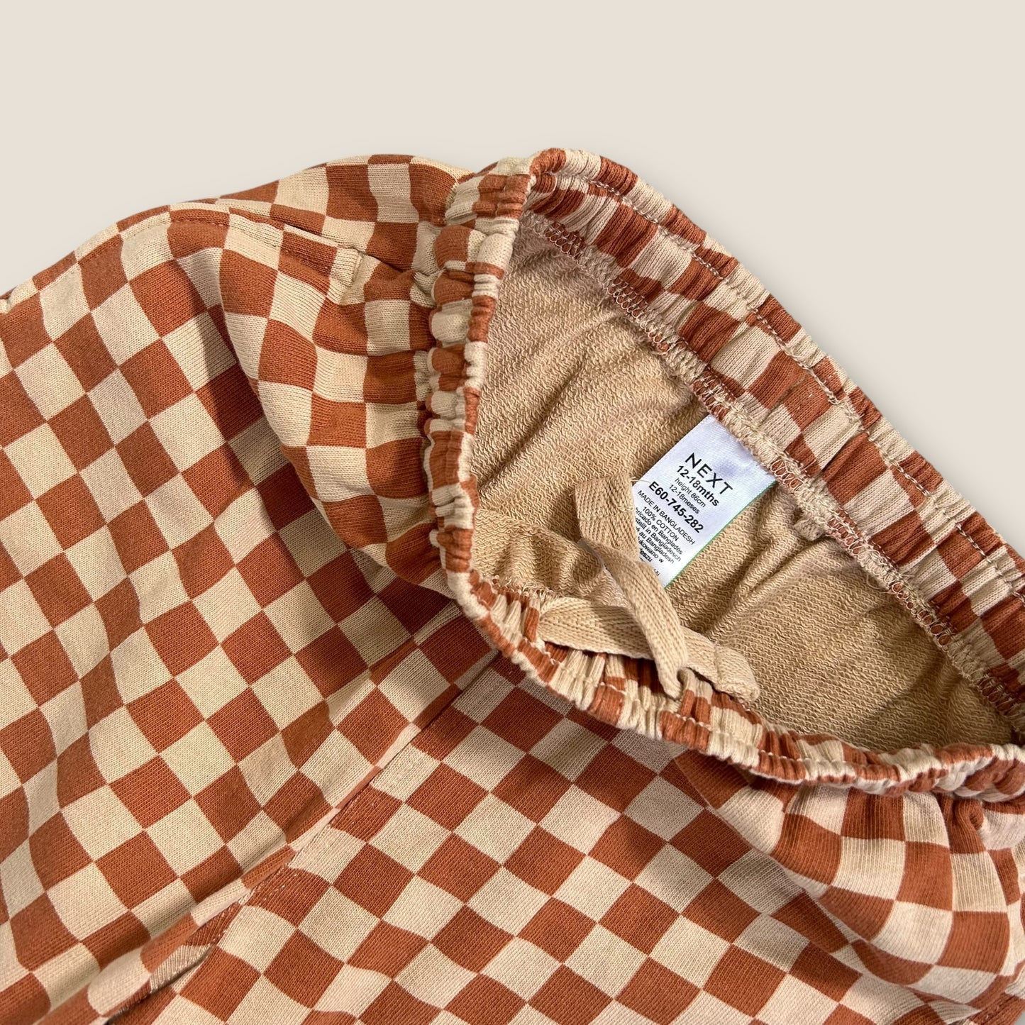 12-18 Months Next Orange Beige Checkerboard Wide Fit Trousers