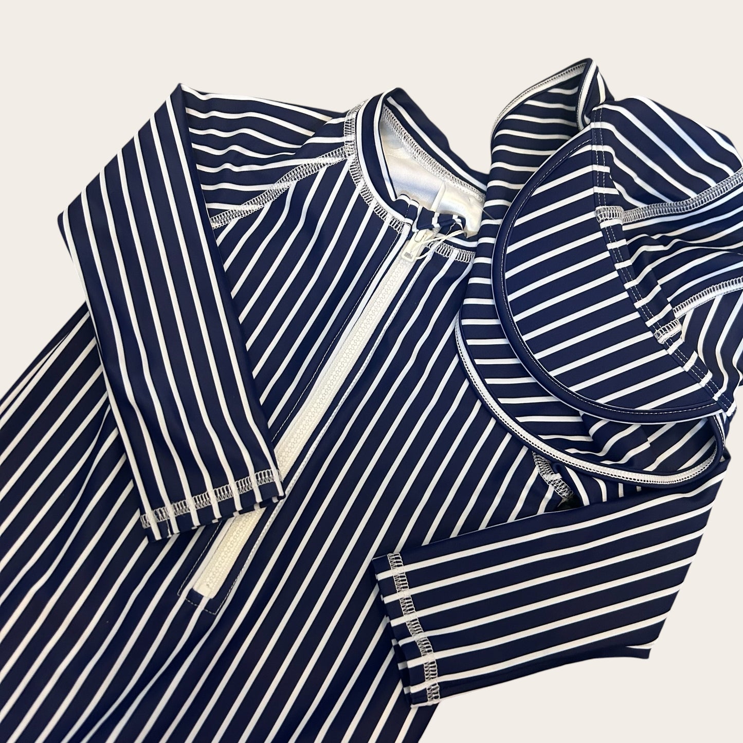 12-18 Months M&S Marks and Spencer Swim Suit Navy Stripe With Hat New
