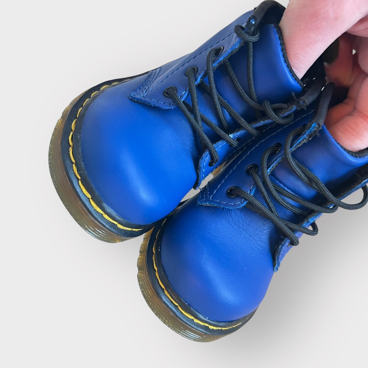 UK Infant 3 EU 19 Bright Blue Leather Dr Martens Boots