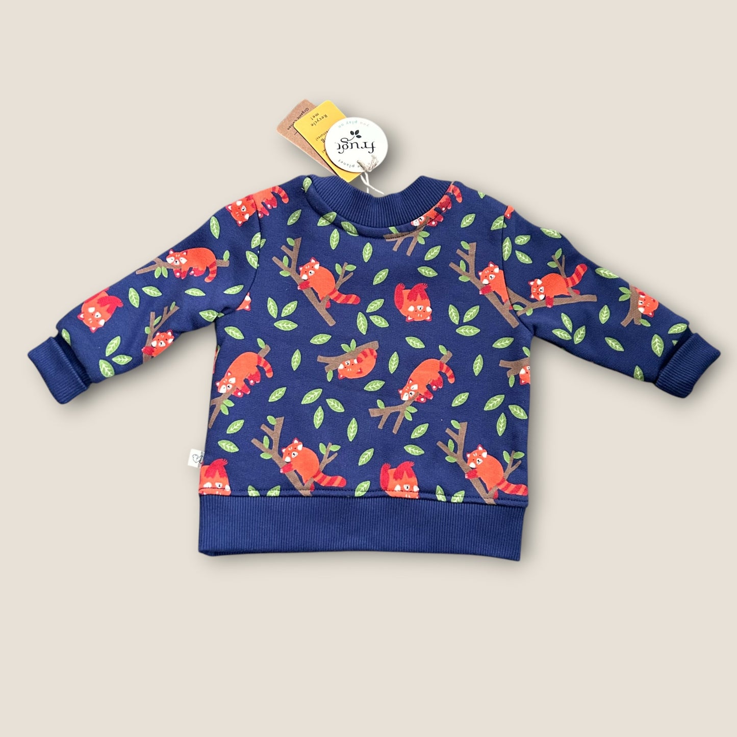 3-6 Months Frugi Navy Blue Red Panda Printed Sweatshirt New