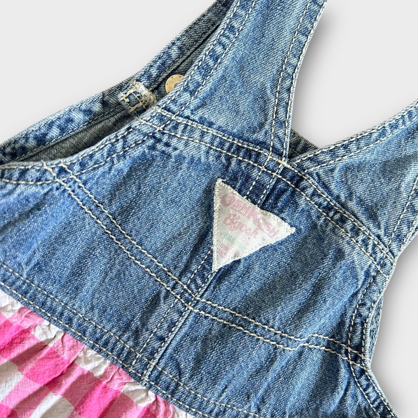 18-24 Months Vintage OshKosh Denim Floral Dungaree Dress