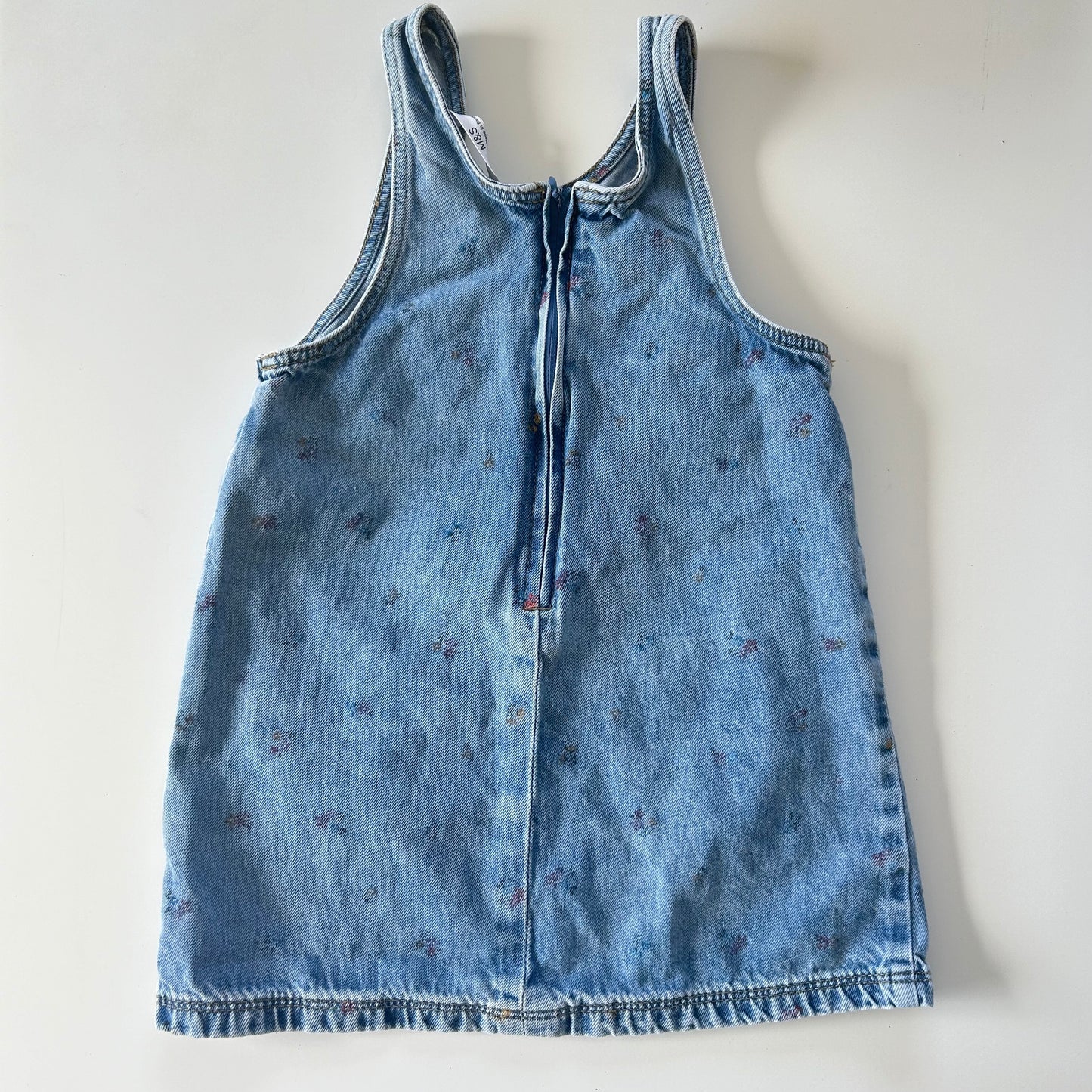 2-3 Years M&S Blue Floral Denim Dungaree Dress Pinafore