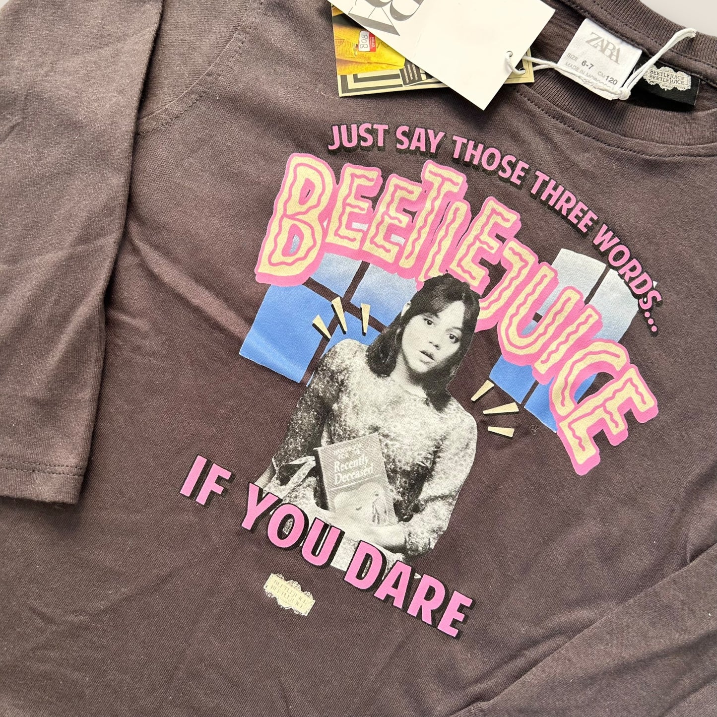 6-7 Years Zara X Beetlejuice Long Sleeve Graphic Top New