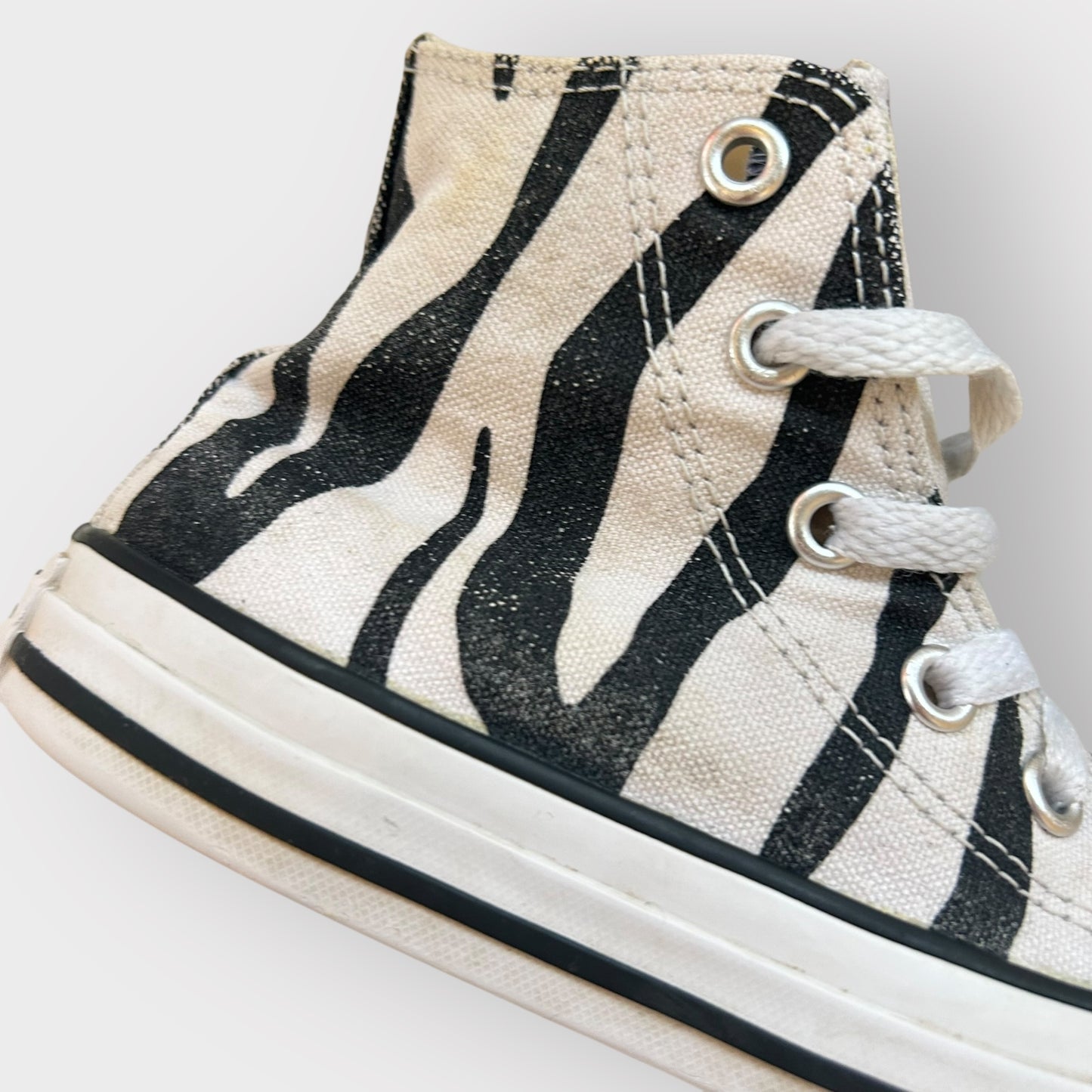 UK 11 Kids Converse Zebra Print High Tops Trainers