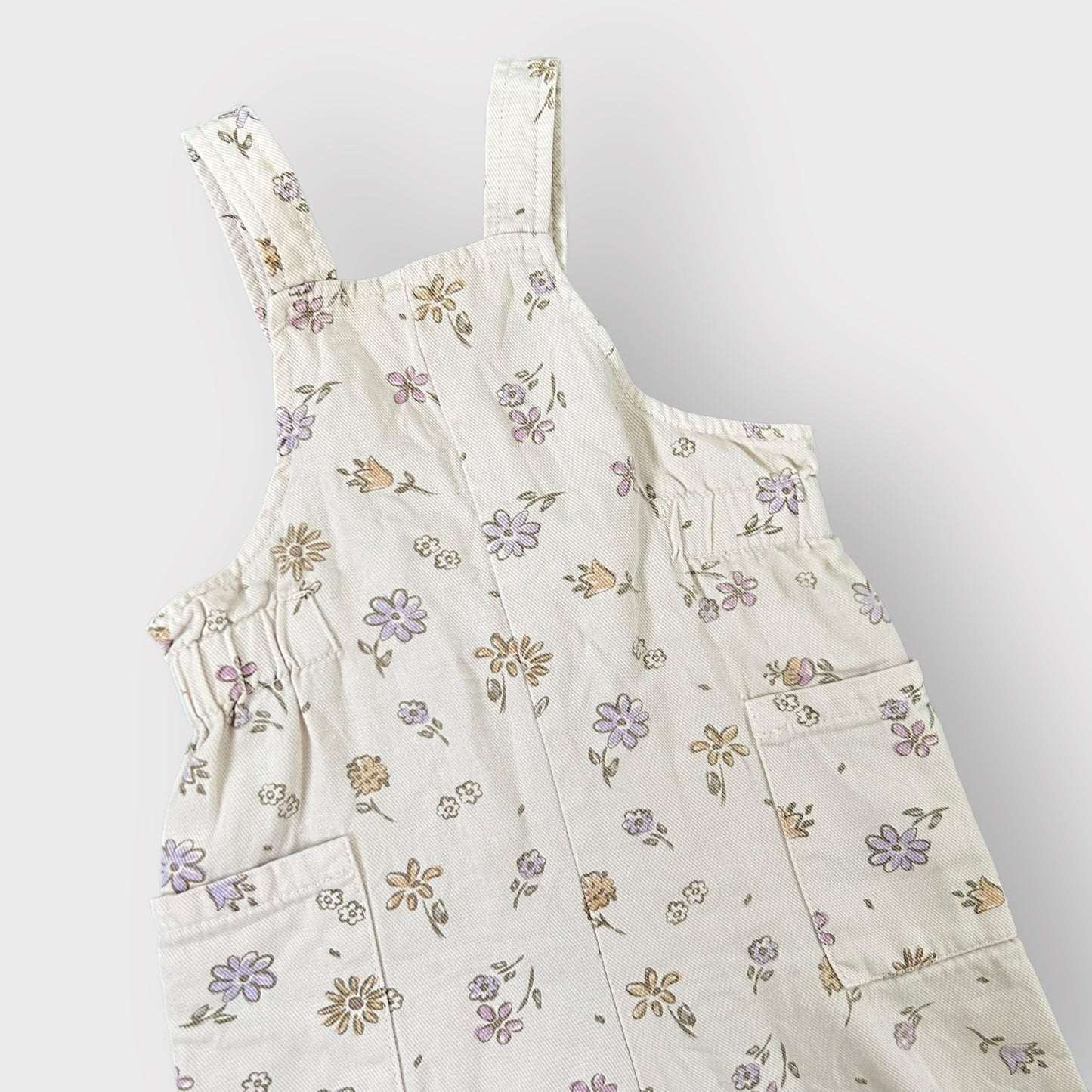 9-12 Months Zara Cream Pastel Floral Dungarees