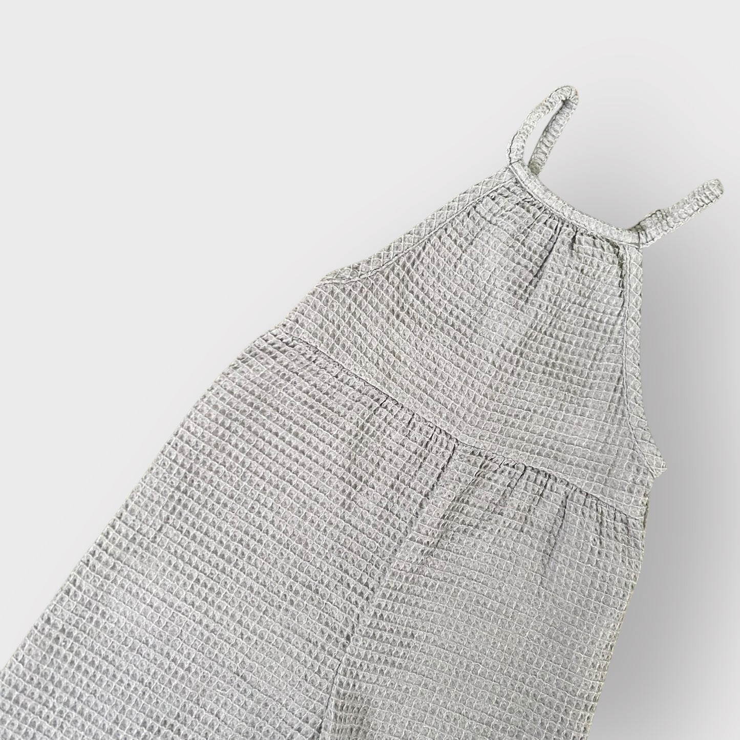 3-4 Years Zara Grey Waffle Knit Loose Oversized Dungarees