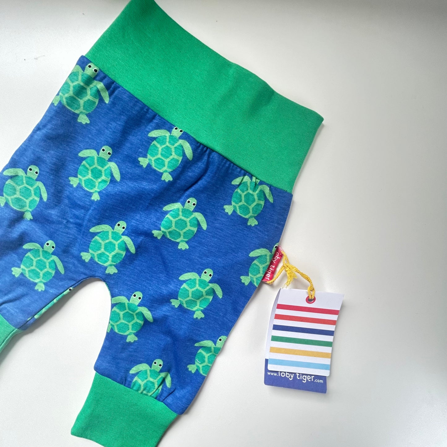 0-3 Months toby tiger Green and Blue Turtle Print Leggings Trousers New