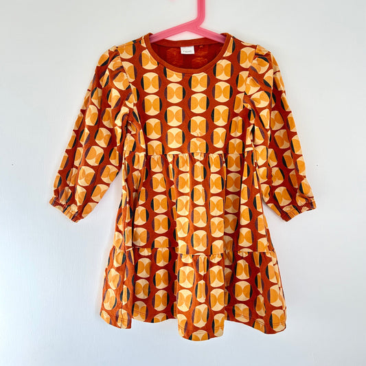 3-4 Years Next Orange and Mustard Retro 70s Print Dress