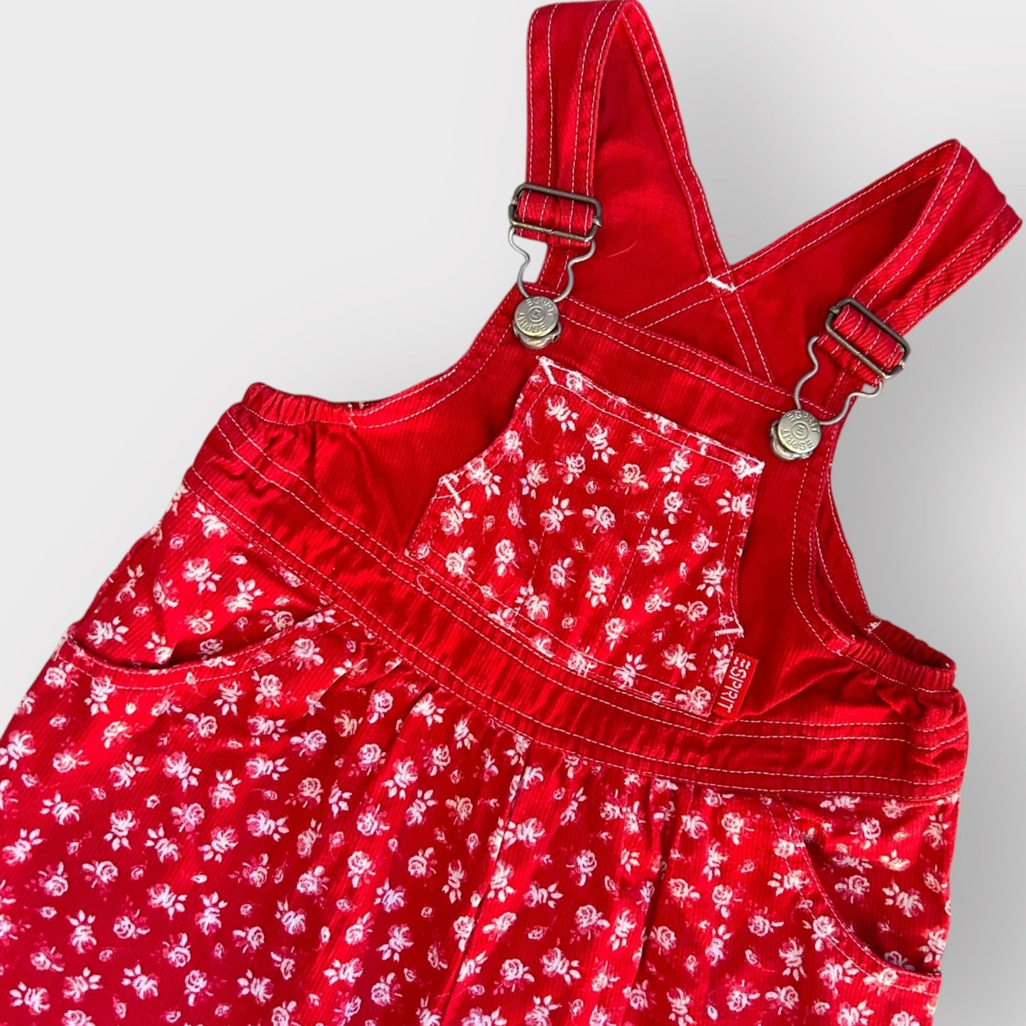 12-18 Months Vintage Esprit Red Floral Dungarees