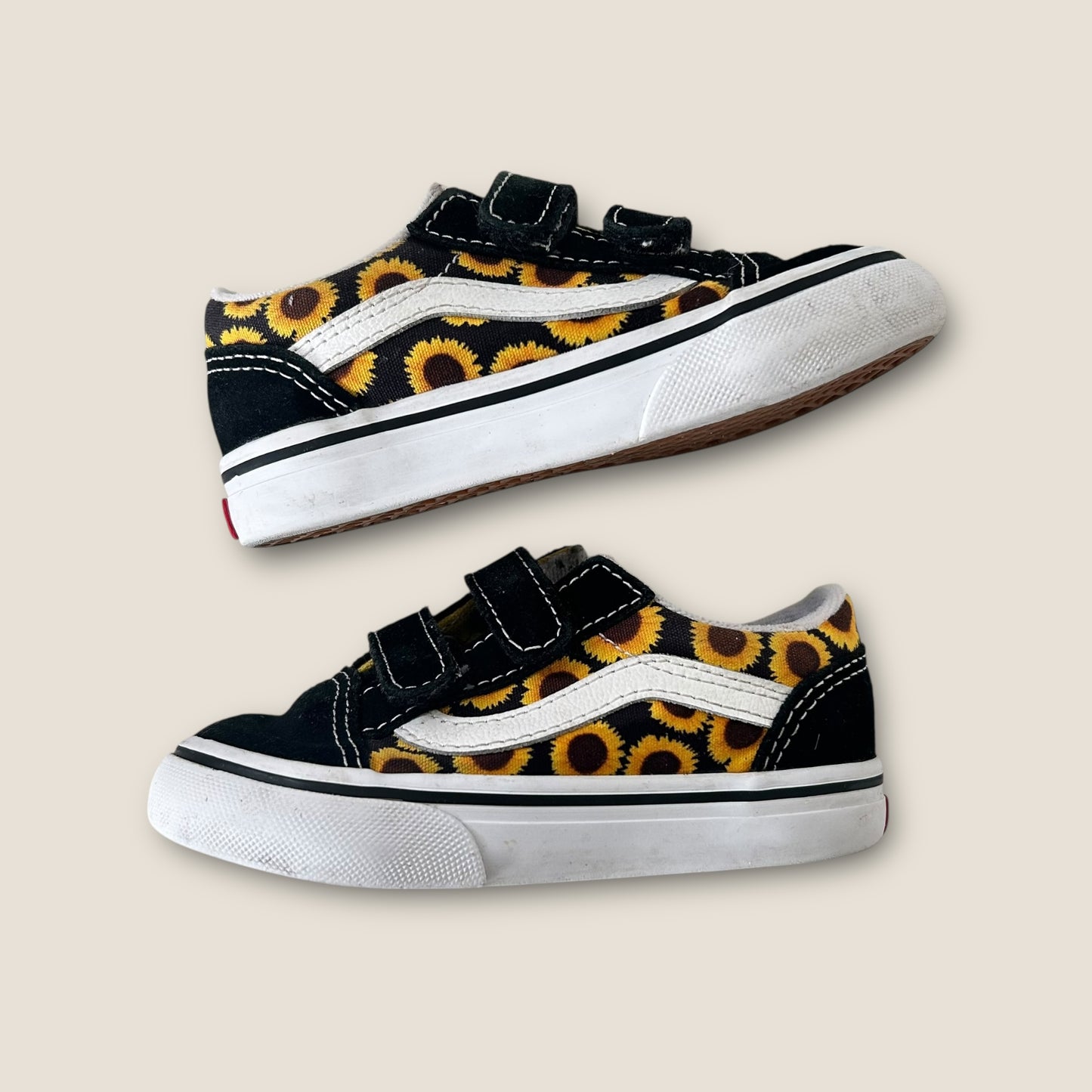 UK Infant Size 7 Vans Classic Velcro Sunflower Black Trainers