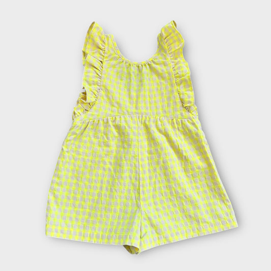2-3 Years Zara Bright Yellow and Beige Gingham Summer Playsuit Romper