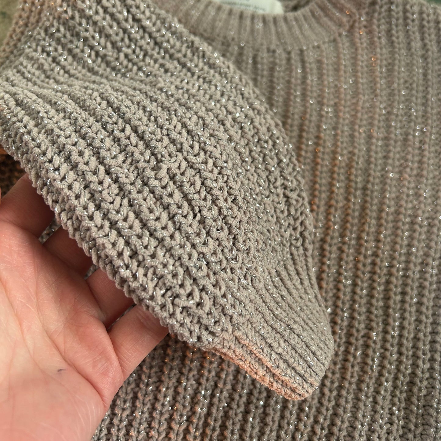 2-4 Years H&M Beige Brown Sparkly Knitted Jumper