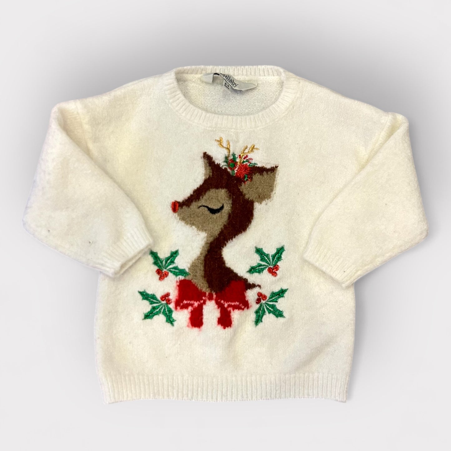 6-9 Months Peacocks Super Soft Cream Reindeer Knitted Jumper