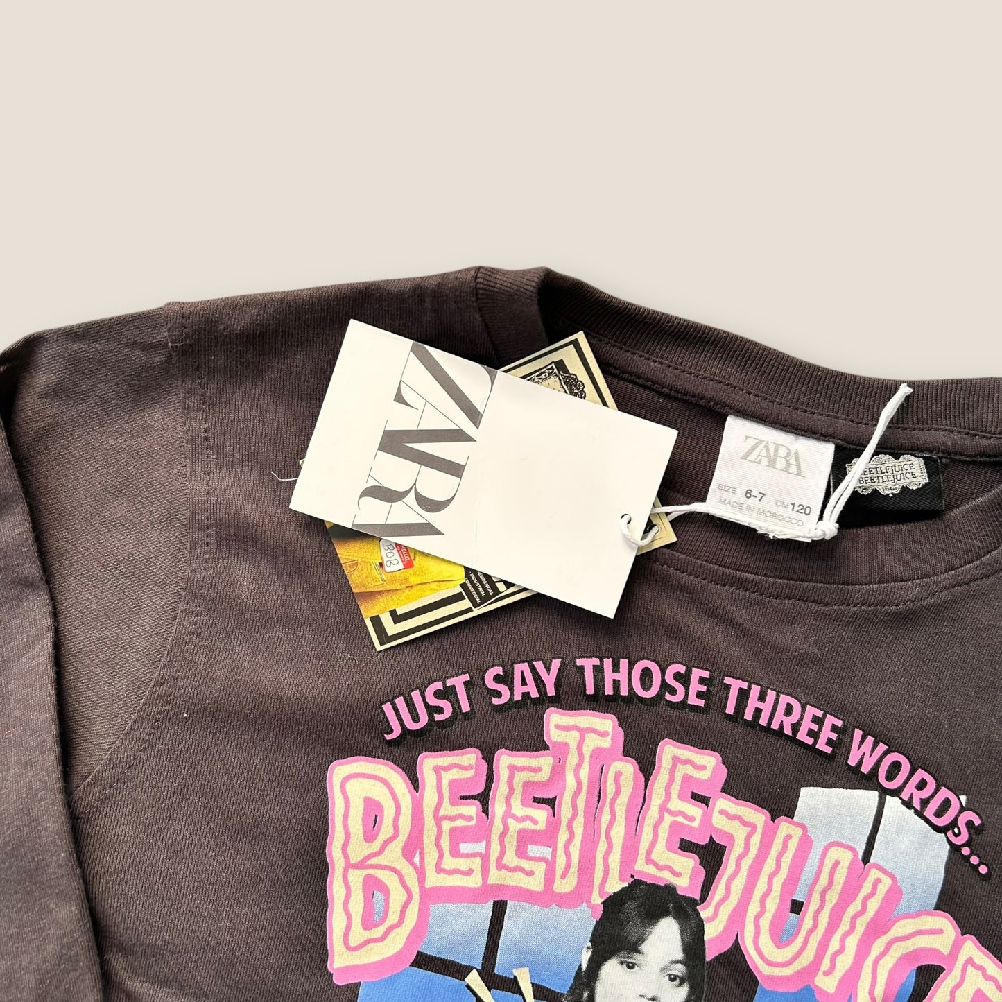 6-7 Years Zara X Beetlejuice Long Sleeve Graphic Top New