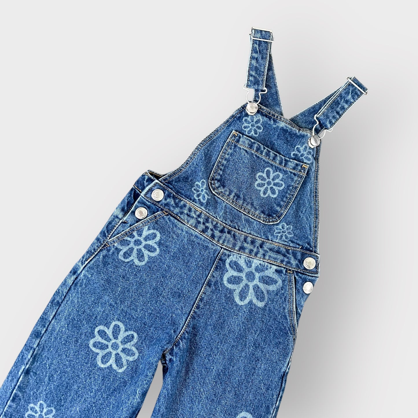 3-4 Years Primark Blue Floral Denim Dungarees