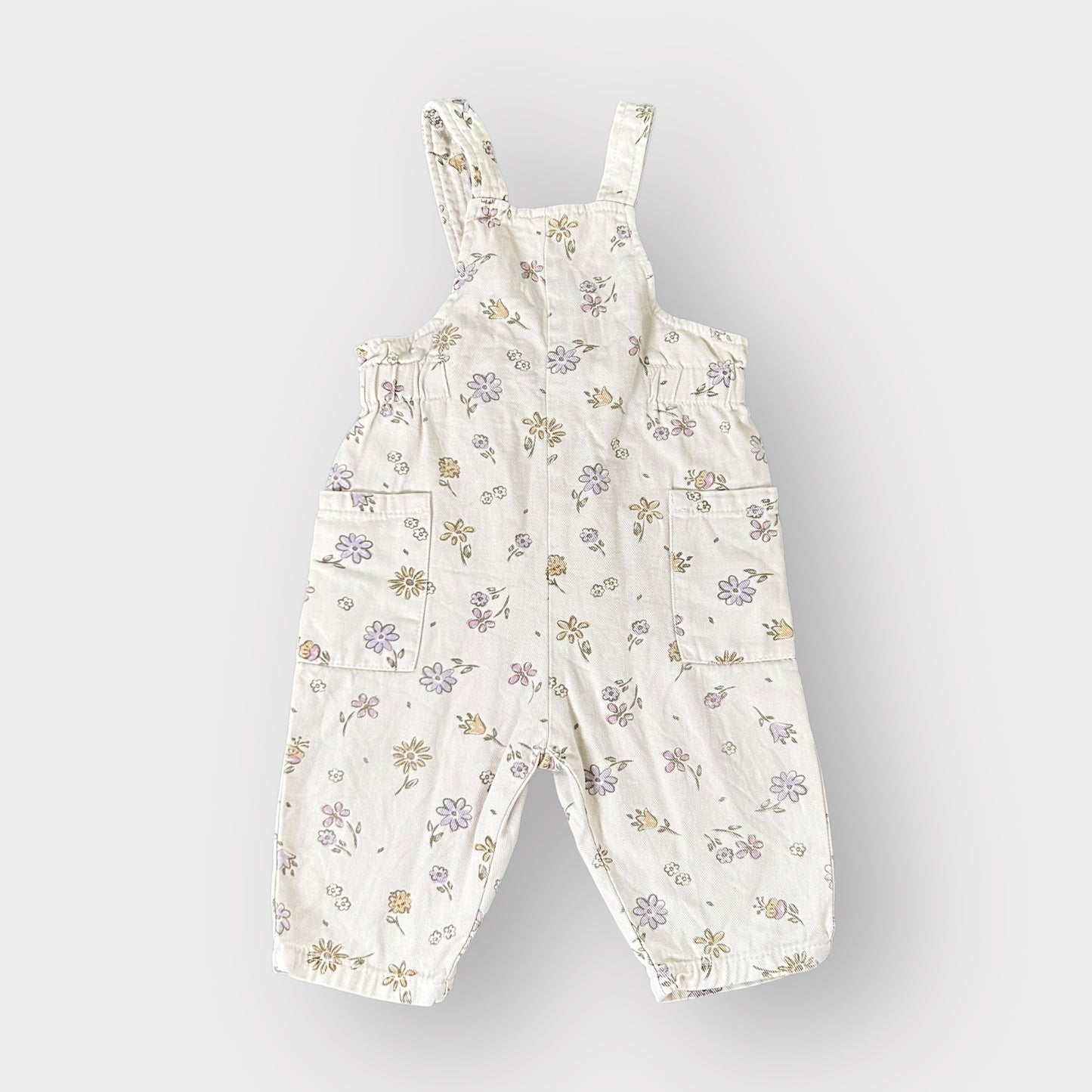 9-12 Months Zara Cream Pastel Floral Dungarees