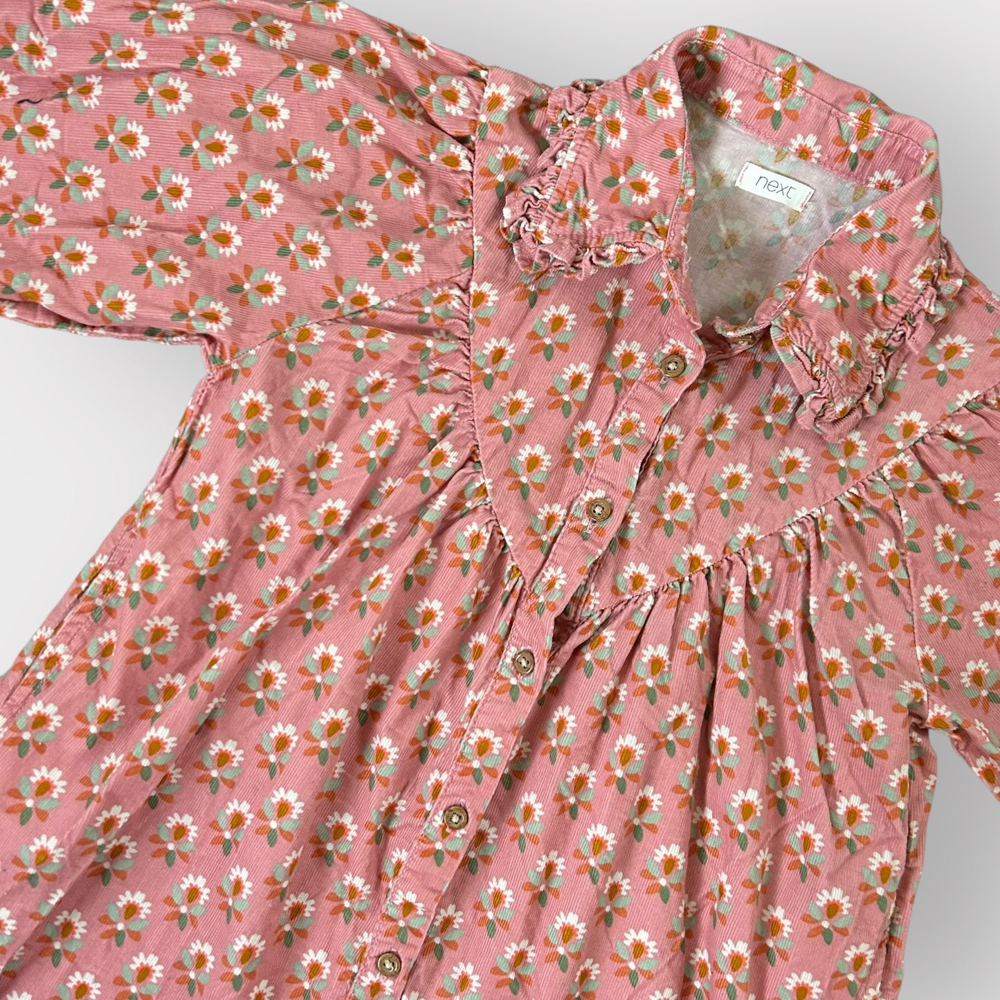 3-4 Years Next Pink Retro Floral Long Sleeved Shirt Dress