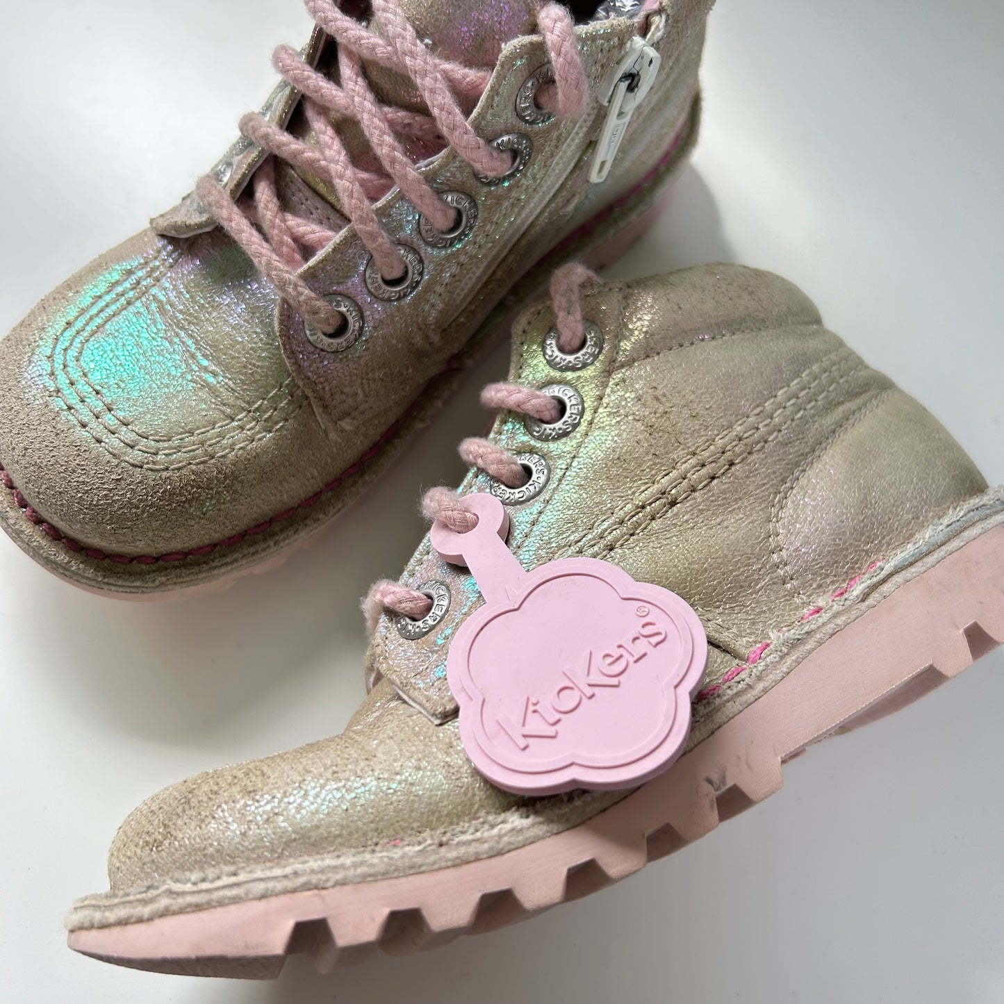 UK infant 12 EU 30 Kickers Boots Pink Pearlescent Shoes