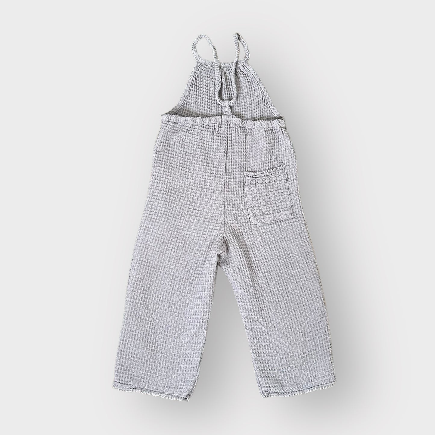 3-4 Years Zara Grey Waffle Knit Loose Oversized Dungarees