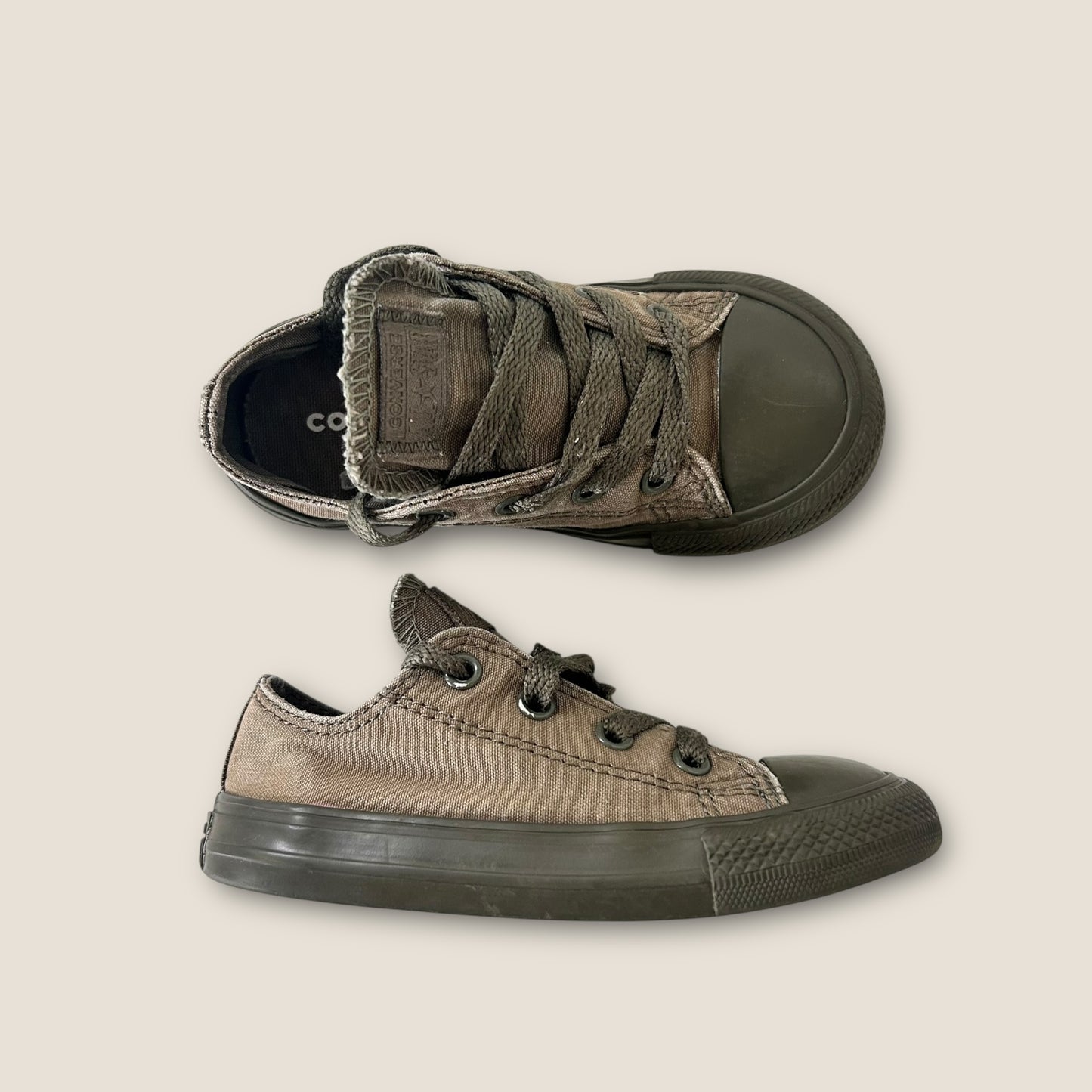 UK Infant Size 8 Khaki Green Low Converse Trainers